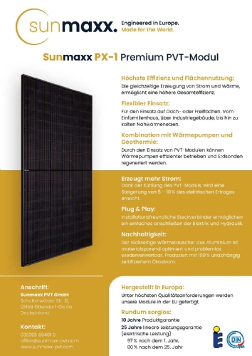 PV:T - Modul  Hersteller: SUNMAXX PX-1 Premium